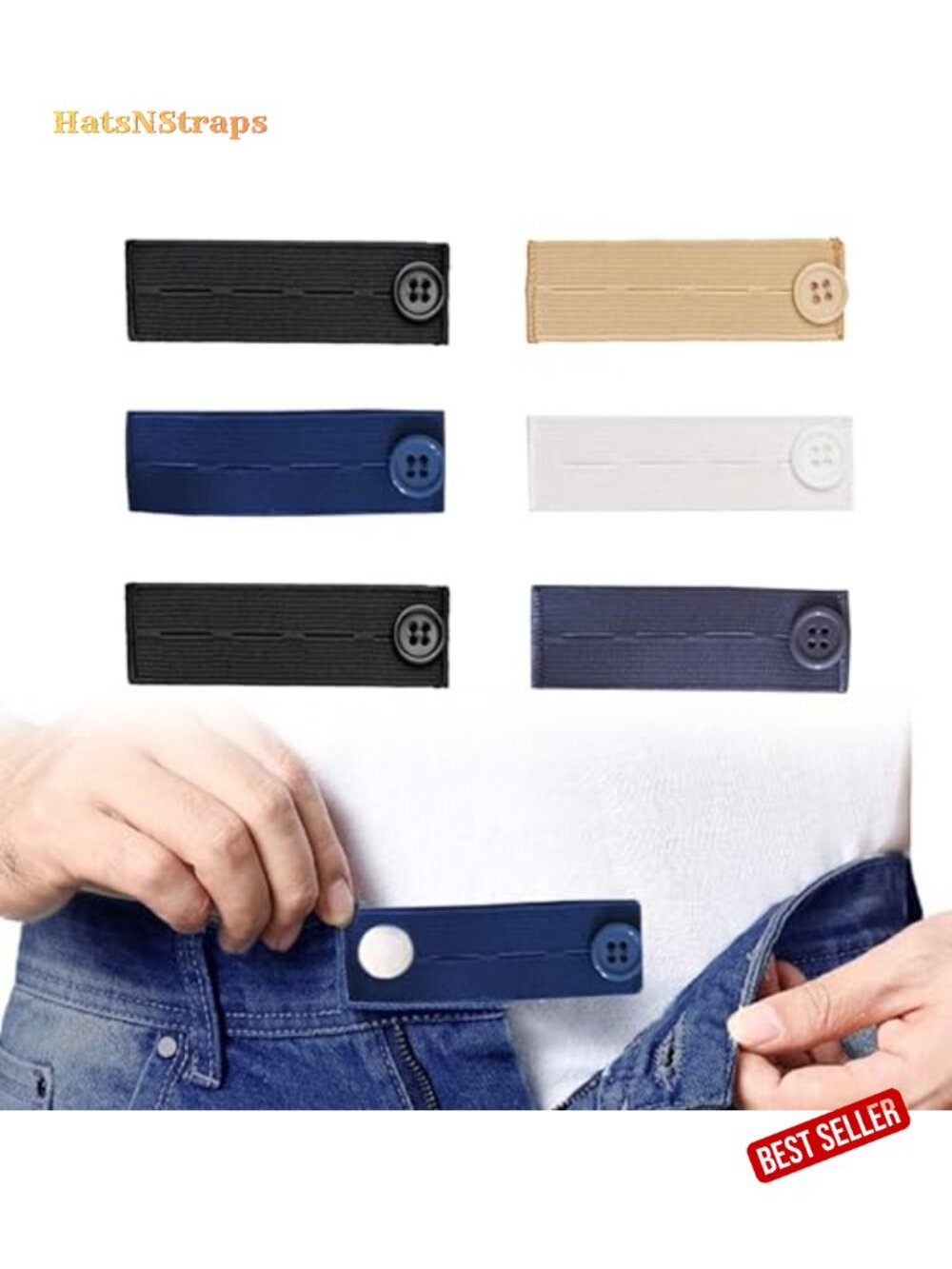 6 Pack Elastic Button Extenders for Jeans, Maternity Pants Waist Extender No Sew